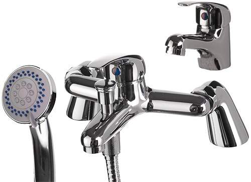 Hydra Ness Basin & Bath Shower Mixer Tap Set (Free Shower Kit).