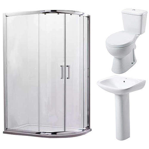 Oxford En Suite Bathroom Pack With Offset Enclosure 1000x800mm (RH, 6mm).