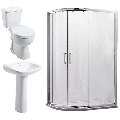 Oxford En Suite Bathroom Pack With Offset Enclosure 1200x900mm (LH, 6mm).