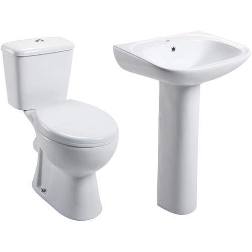 Oxford Unison Bathroom Suite With Toilet, Cistern, Seat, Basin & Full Pedestal.