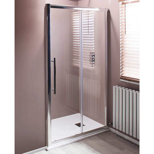 Oxford 1100mm Sliding Shower Door With 8mm Thick Glass (Chrome).