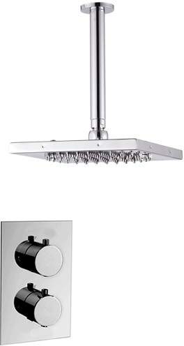 Hydra Showers Twin Thermostatic Shower Valve, Ceiling Arm & Square Head.