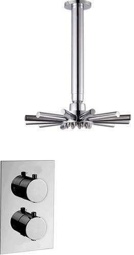 Hydra Showers Twin Thermostatic Shower Valve, Ceiling Arm & Star Head.