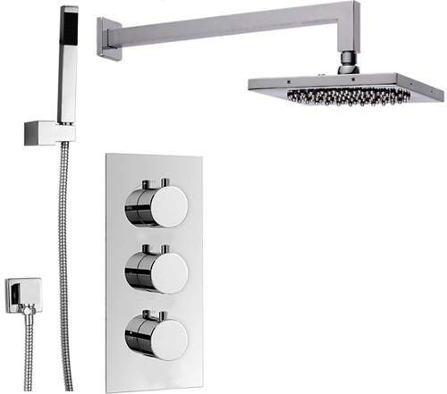 Hydra Showers Triple Thermostatic Shower Set, Handset & Square Head.