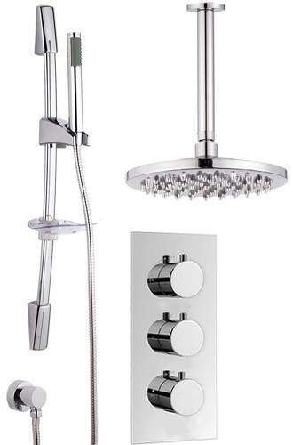 Hydra Showers Triple Thermostatic Shower Set, Slide Rail & Round Head.