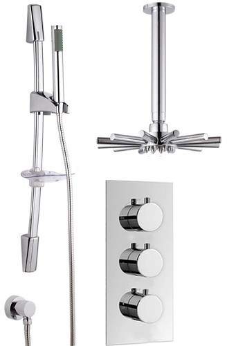 Hydra Showers Triple Thermostatic Shower Set, Slide Rail & Star Head.