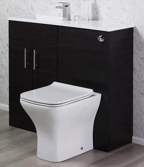 Italia Furniture Slimline Pack With Black Ash Vanity, BTW Unit & Basin (LH).