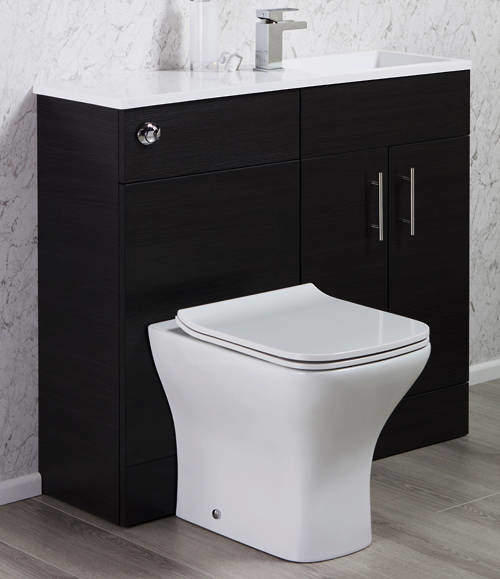 Italia Furniture Slimline Pack With Black Ash Vanity, BTW Unit & Basin (RH).