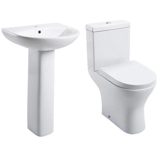 Oxford Spek Bathroom Suite With Toilet, Wrapover Seat, Basin & Full Pedestal.