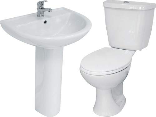 Hydra 4 Piece Bathroom Suite With Toilet & Basin (1 Tap Hole).