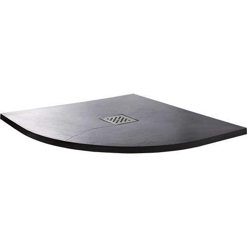 Slate Trays Quadrant Shower Tray With Waste 800x800mm (Anthracite).