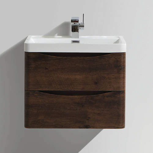Italia Furniture 600mm Wall Mounted Vanity Unit With Basin (Chestnut).