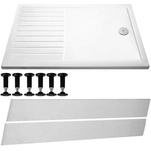 Tuff Trays Walk In Shower Tray With Easy Plumb Kit  1700x800mm (LP).