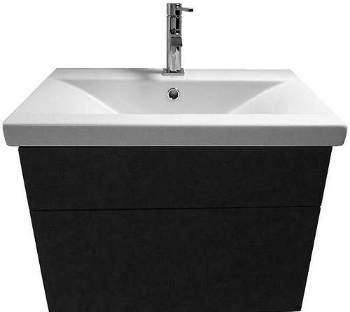 Hydra Wall Hung Vanity Unit With Drawer & Basin (Black), Size 600x390mm.