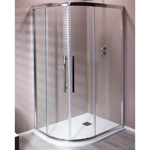 Oxford 1000x800mm Offset Quadrant Shower Enclosure & Tray (8mm, LH).