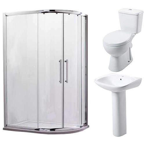 Oxford En Suite Bathroom Pack With 1200x800mm Offset Enclosure (RH, 8mm).