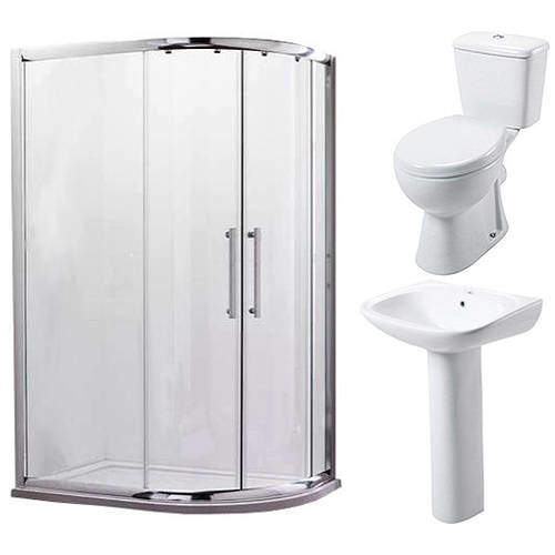Oxford En Suite Bathroom Pack With 900x760mm Offset Enclosure (RH, 8mm).