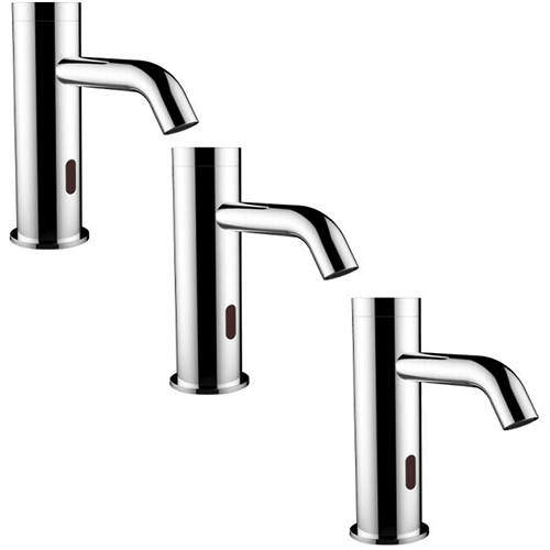 JTP Sensor 3 x Sensor Basin Tap (Chrome, Mains/Battery).