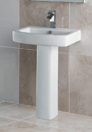 Hydra Square Basin With Pedestal. 560x433mm.