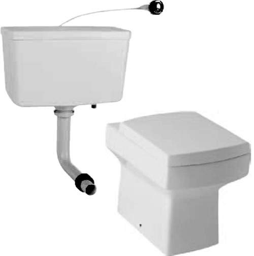 Hydra Square Back To Wall Toilet Pan With Soft Close Seat & Cistern.