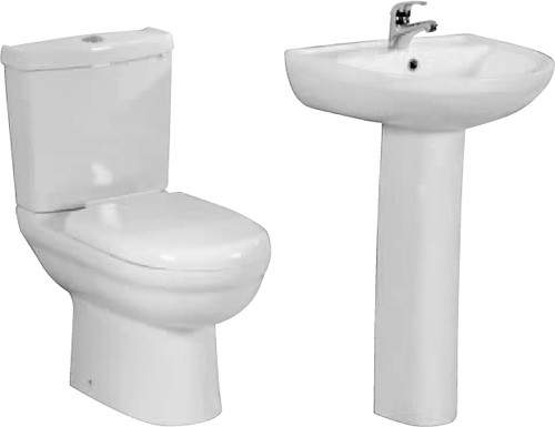 Hydra Freedom Suite With Toilet Pan. Cistern, Seat, Basin & Pedestal.