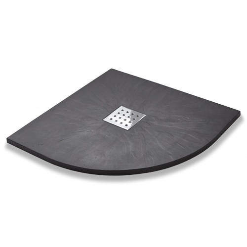 Slate Trays Quadrant Shower Tray & Chrome Waste 800mm (Graphite).