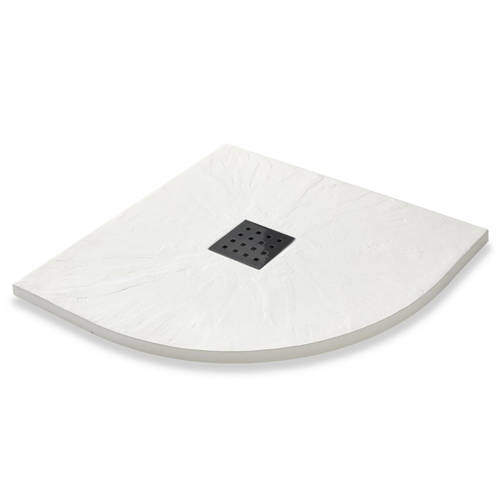 Slate Trays Quadrant Shower Tray & Graphite Waste 800mm (White).