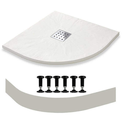 Slate Trays Quadrant Easy Plumb Shower Tray & Waste 900mm (White).