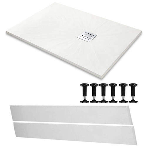 Slate Trays Rectangular Easy Plumb Shower Tray & Waste 1200x800 (White).