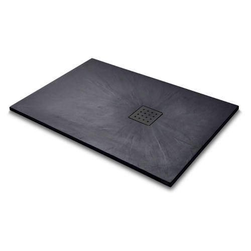 Slate Trays Rectangular Shower Tray & Graphite Waste 1200x900 (Black).