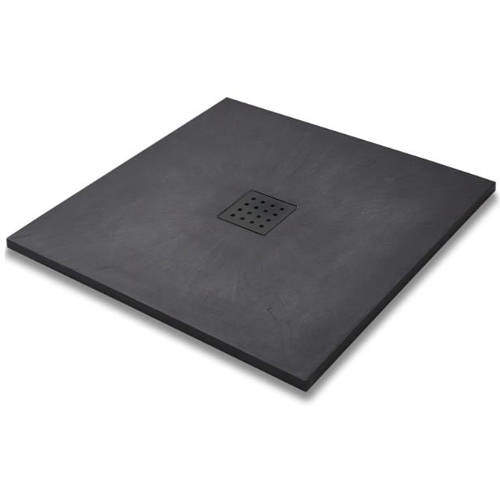 Slate Trays Square Shower Tray & Graphite Waste 800x800 (Graphite).