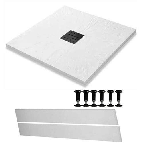 Slate Trays Easy Plumb Square Shower Tray & Waste 800x800 (White).