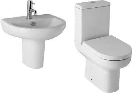 Hydra Revive Suite With Toilet Pan. Cistern, Seat, Basin & Semi Pedestal.
