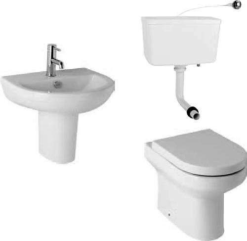Hydra Revive Suite, Back To Wall Pan. Cistern, Seat, Basin & Semi Pedestal.