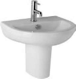 Hydra Curved Basin With Wall Mounting Semi Pedestal. 510x410mm.