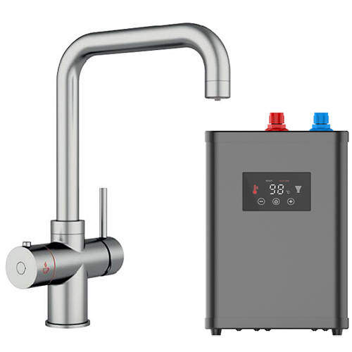 Kedl Delta Digital 4 In 1 Boiling Water Kitchen Tap (Brushed Nickel, 2.4L).