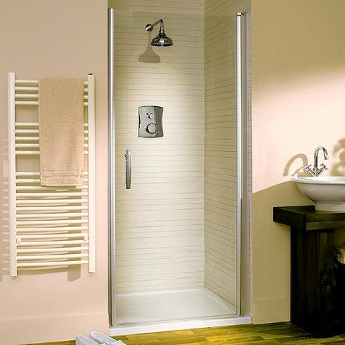 Lakes Italia 1000mm Semi-Frameless Pivot Shower Door (Silver).