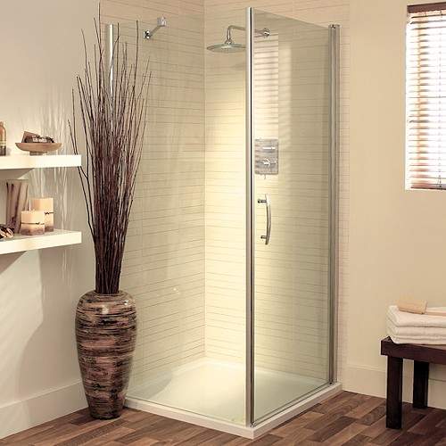 Lakes Italia 800mm Square Shower Enclosure, Pivot Door & Tray (Silver).