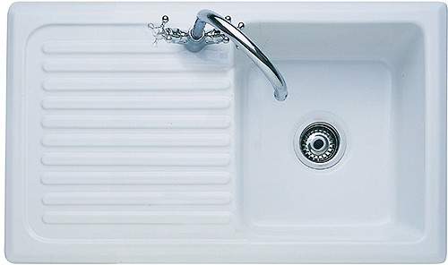 Rangemaster Rustique 1.0 Bowl Ceramic Kitchen Sink, Left Hand Drainer.