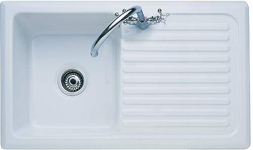 Rangemaster Rustique 1.0 Bowl Ceramic Kitchen Sink, Right Hand Drainer.