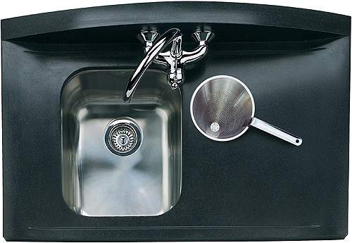 Rangemaster Roma Gemini 1.25 Bowl Neostone Sink, Right Hand Drainer.