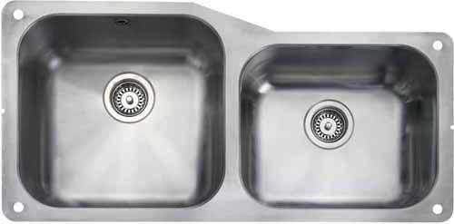 Rangemaster Atlantic Undermount 1.75 Bowl Steel Sink, Right Hand Bowl.