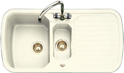 Rangemaster RangeStyle 1.5 Bowl Cream Sink With Brass Tap & Waste.