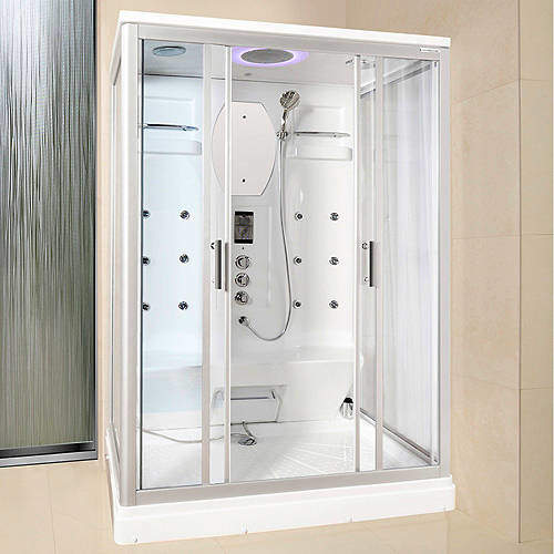 Lisna Waters Rectangular Steam Shower Pod 1400x900mm (White).