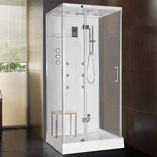 Lisna Waters Square Steam Shower Enclosure 900x900mm (White Glass).