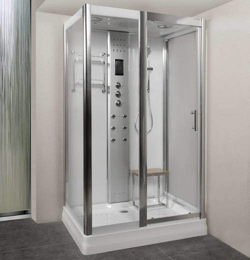 Lisna Waters Rectangular Steam Shower Pod 1200x900mm (White).