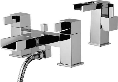 Mayfair Dream Waterfall Basin & Bath Shower Mixer Tap Set (Free Shower Kit).