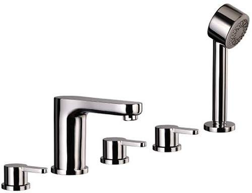 Mayfair Eion 5 Tap Hole Bath Shower Mixer Tap With Shower Kit (Chrome).