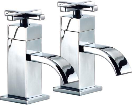 Mayfair Ice Fall Cross Bath Taps (Pair, Chrome).