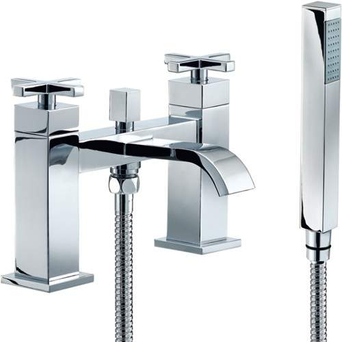 Mayfair Ice Fall Cross Bath Shower Mixer Tap With Shower Kit (Chrome).